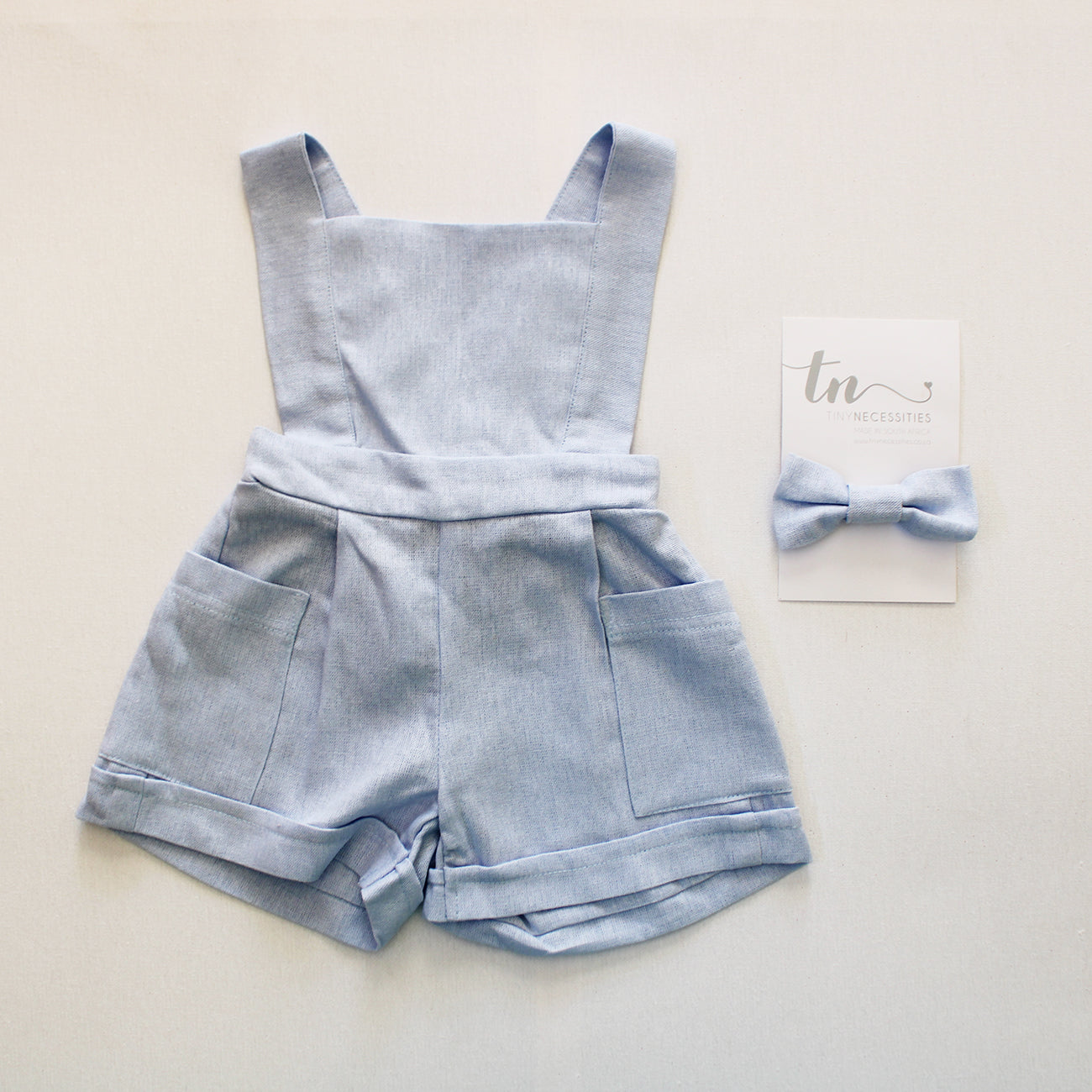 The Blue Blessing Dungaree (collared onesie + bow tie sold separately)