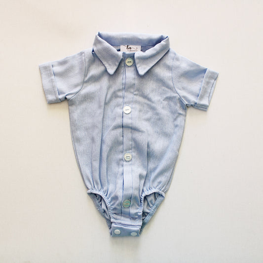 The Blue Blessing Collared Onesie - short sleeves