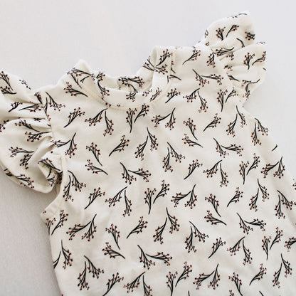 Short sleeve frilly onesie - Blossom Bouquet (bloomer + headband sold separately)