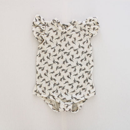 Short sleeve frilly onesie - Blossom Bouquet (bloomer + headband sold separately)