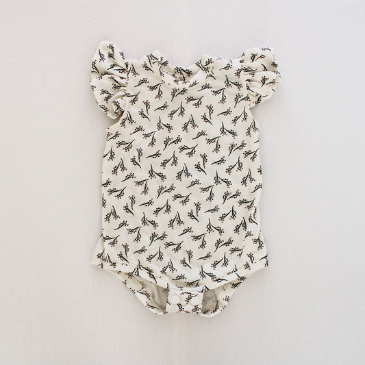 Short sleeve frilly onesie - Blossom Bouquet (bloomer + headband sold separately)