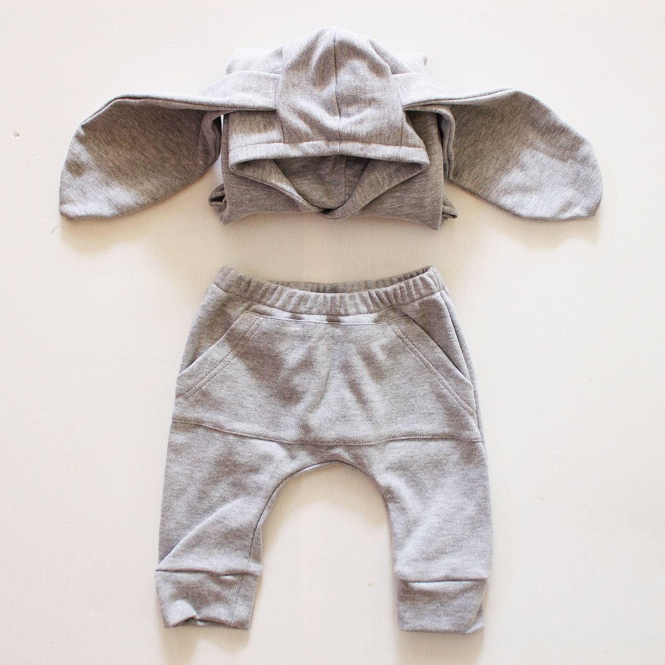 Hooded Bunny Set - Grey Melange