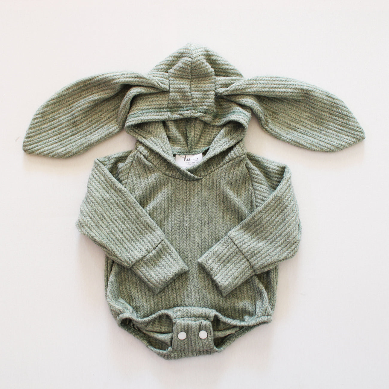 Jersey Knit Bunny Romper - Soft Teal