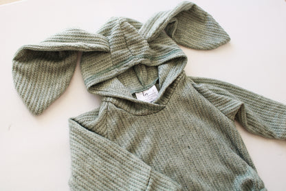 Jersey Knit Bunny Romper - Soft Teal