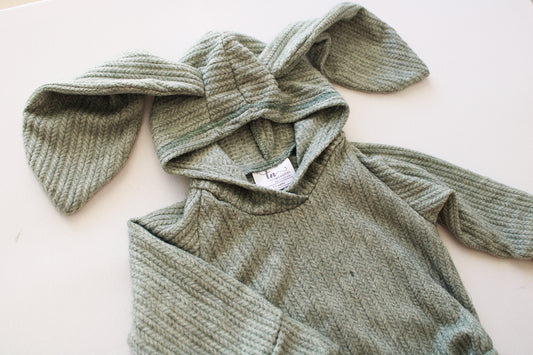 Jersey Knit Bunny Romper - Soft Teal
