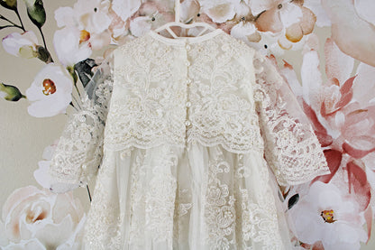 A moment in time Christening Dress + matching headband (LEAD TIME 10 working days)