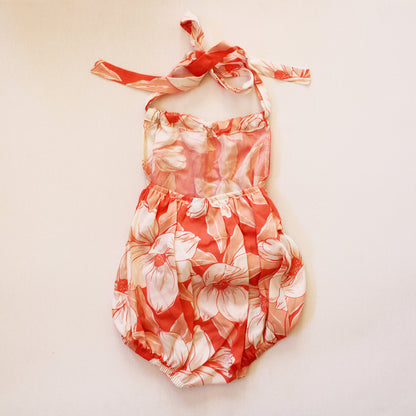 Halter-neck Romper - Coral Floral (headband sold separately)