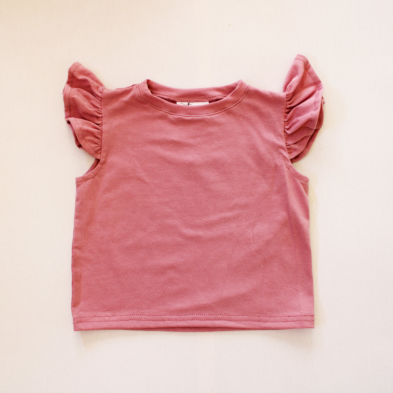 Short Sleeve Frilly Top - Dusty Pink (ski pants sold separately)