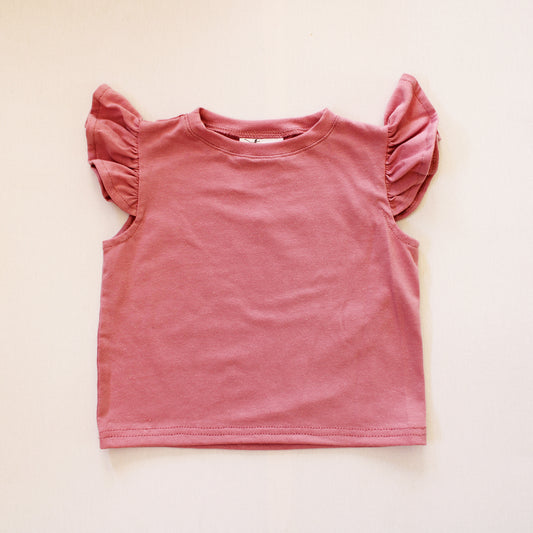 Short Sleeve Frilly Top - Dusty Pink (ski pants sold separately)