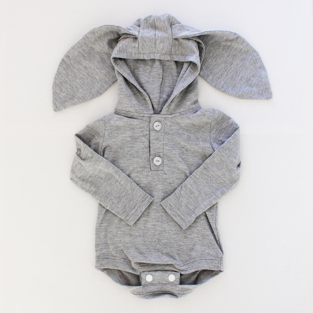 Hooded Bunny Onesie - Long Sleeve - Grey Melange (matching tights sold separately)