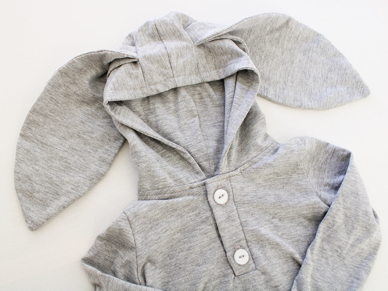 Hooded Bunny Onesie - Long Sleeve - Grey Melange (matching tights sold separately)
