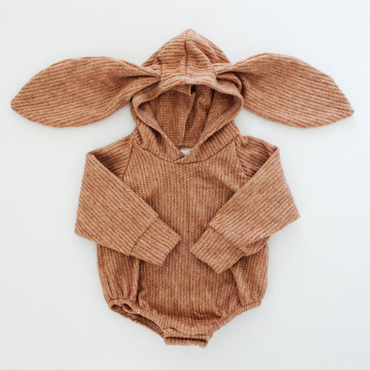 Jersey Knit Bunny Onesie - Fudge