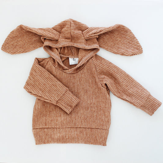 Hooded Bunny Jersey - Fudge (matching tights sold separately)