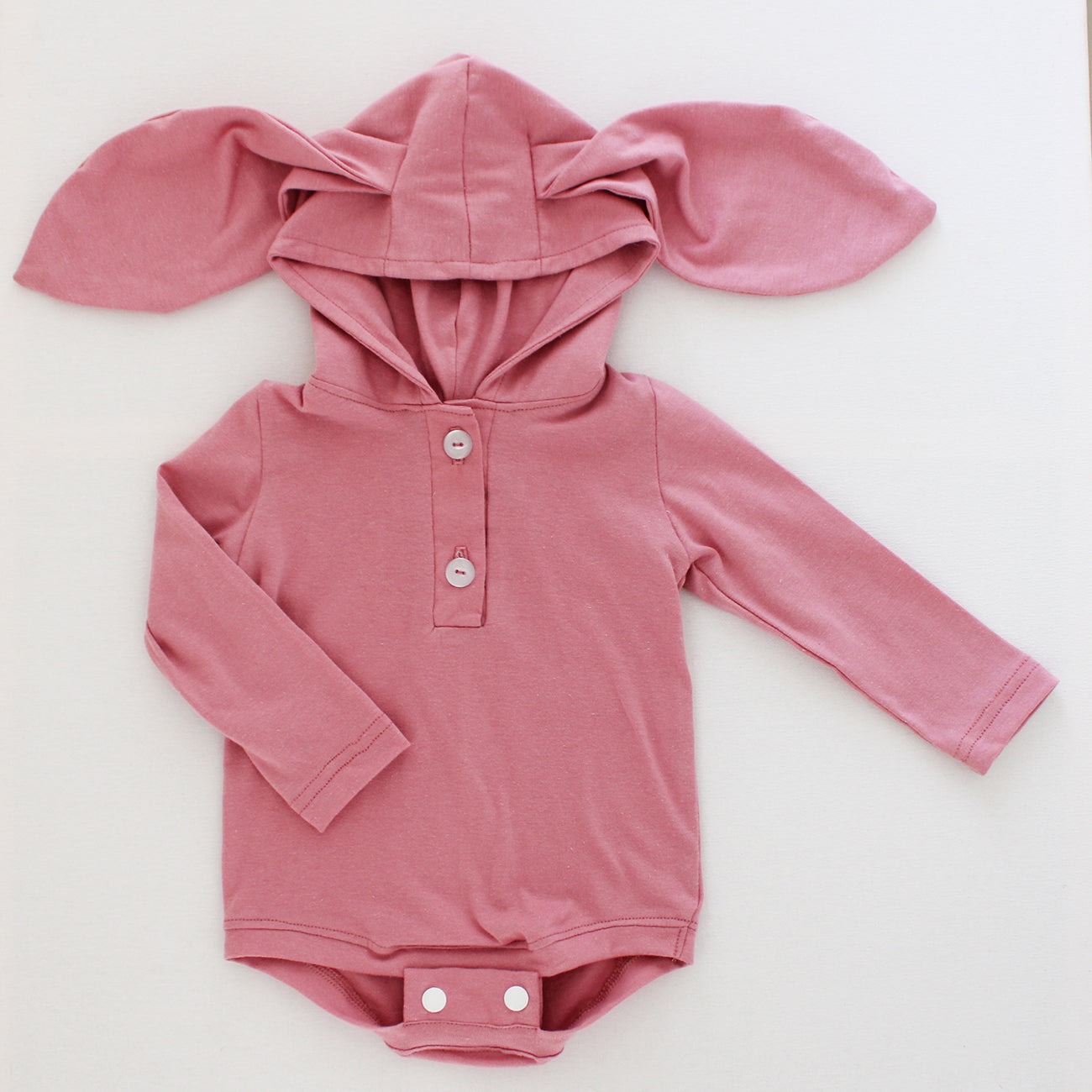 Hooded Bunny Onesie - Long Sleeve - Dusty Pink (matching tights sold separately)