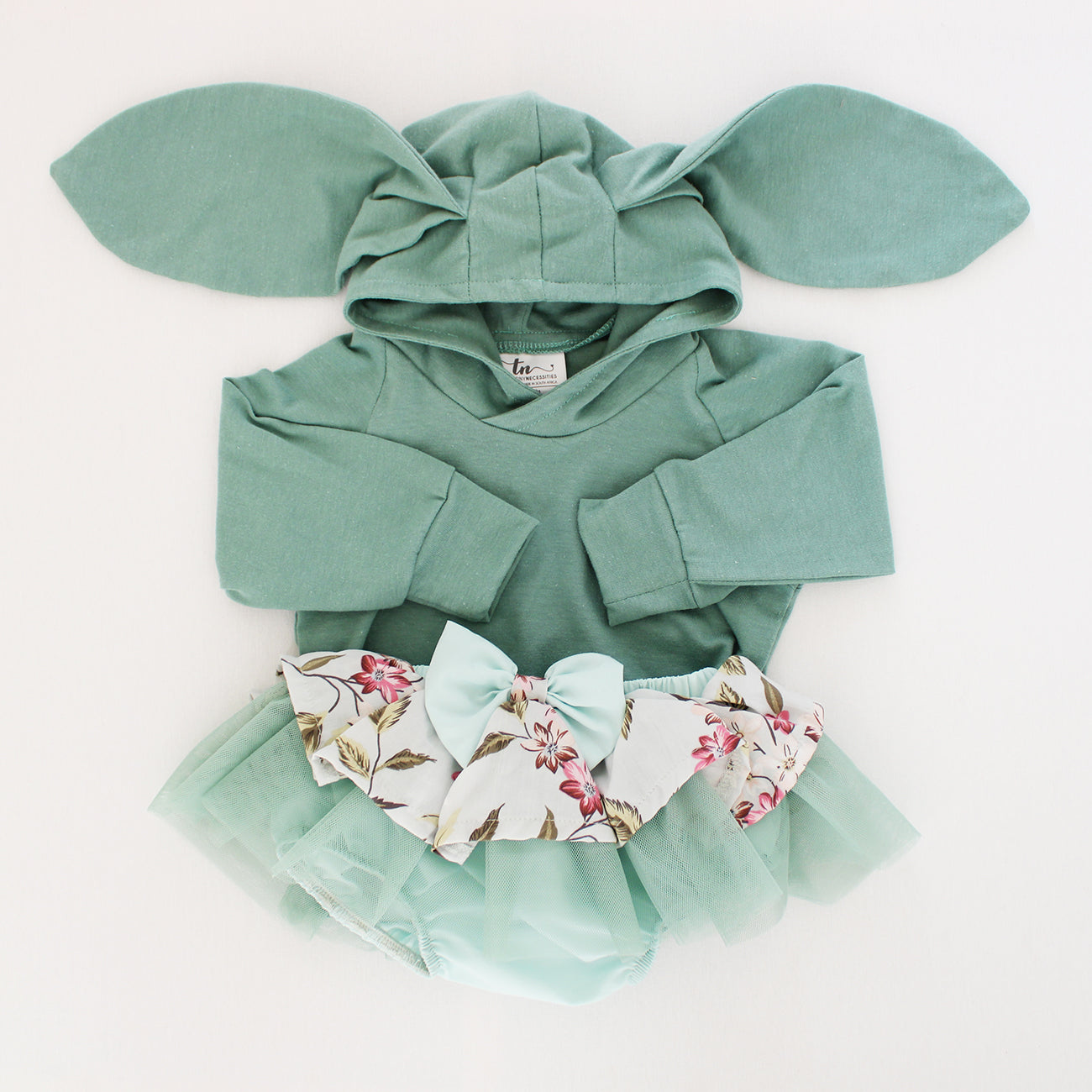 Tutu Bloomer with Bow - Rose Garden Mint (headband + onesie sold separately)