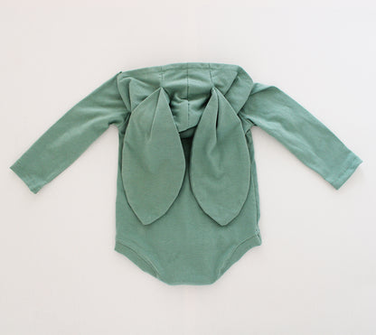 Hooded Bunny Onesie - Long Sleeve - Sage (matching tights sold separately)