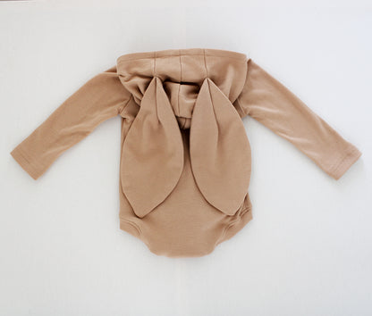 Hooded Bunny Onesie - Long Sleeve - Stone (matching tights sold separately)