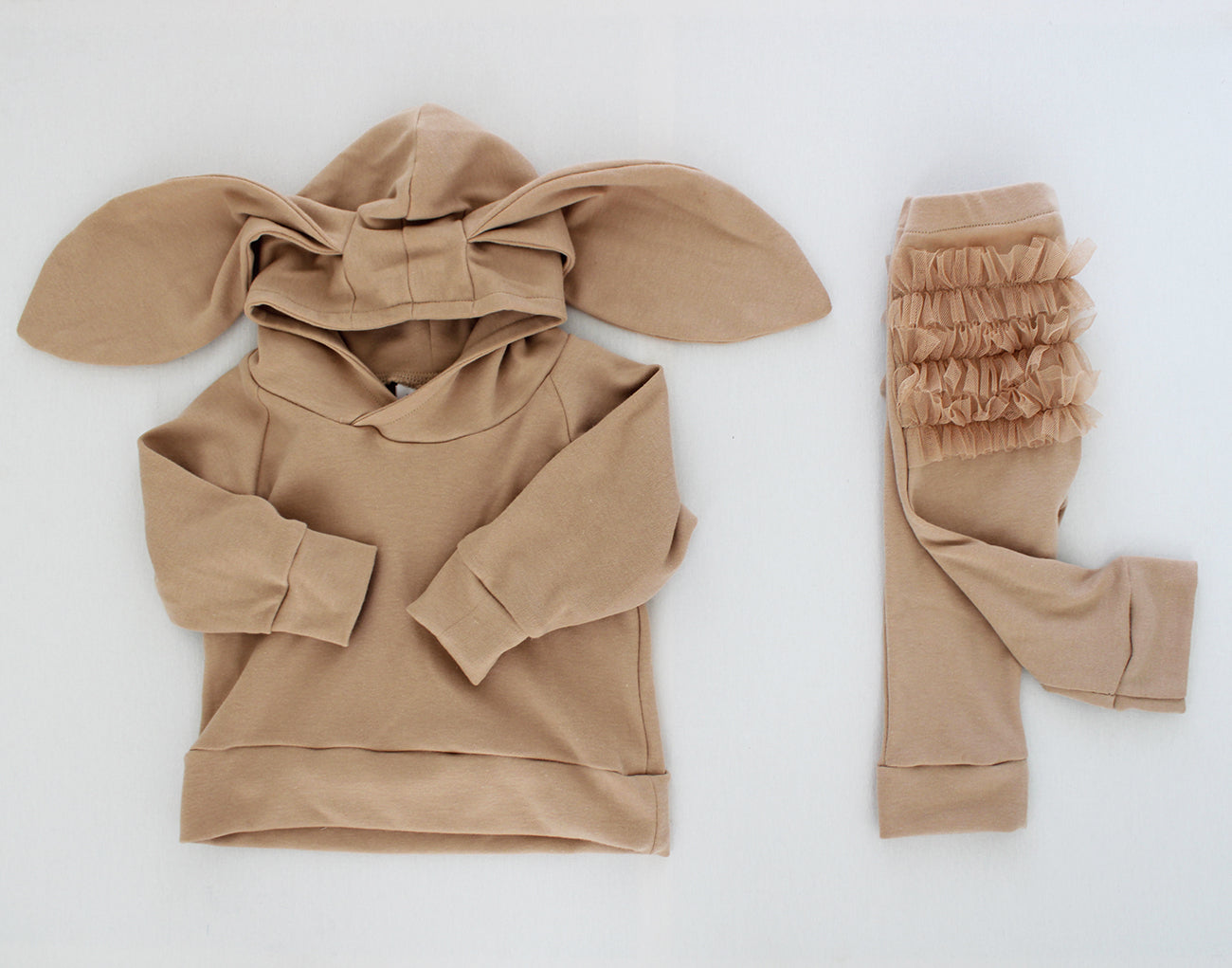 Hooded Bunny Jersey - Stone (matching tights sold separately)