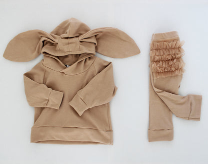 Hooded Bunny Jersey - Stone (matching tights sold separately)