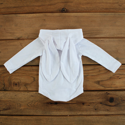 Hooded Bunny Onesie - Long Sleeve - White (matching tights sold separately)