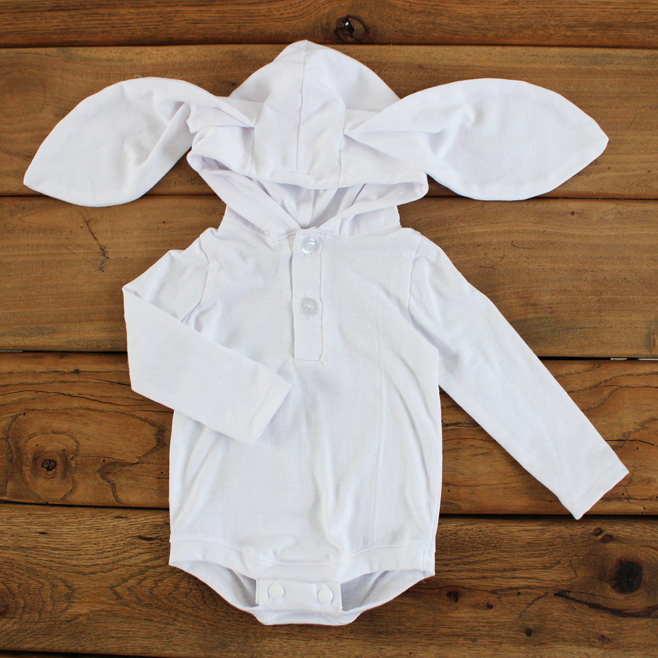 Hooded Bunny Onesie - Long Sleeve - White (matching tights sold separately)
