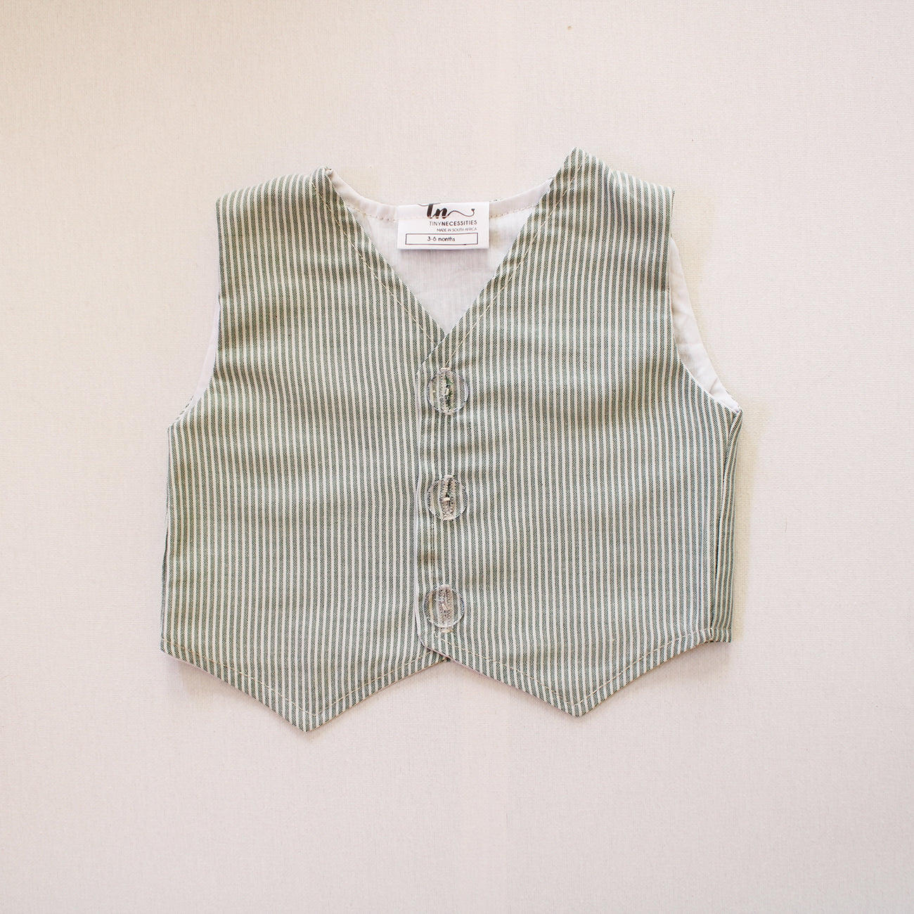 Waistcoat - Green Stripes (onesie + shorts + bow tie sold separately)