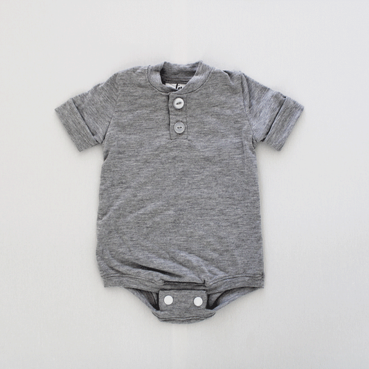 Short Sleeve Onesie - Grey Melange