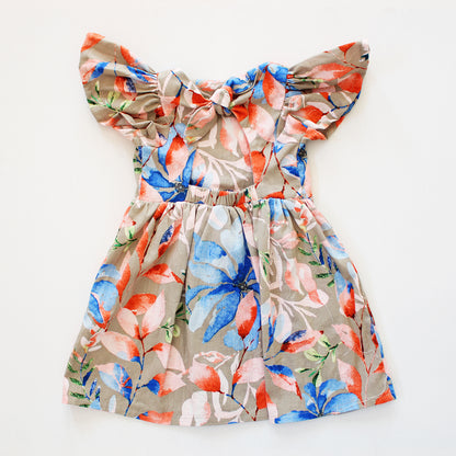 Open Back Frilly Dress - Wheat Harvest Floral (accessories sold separately)
