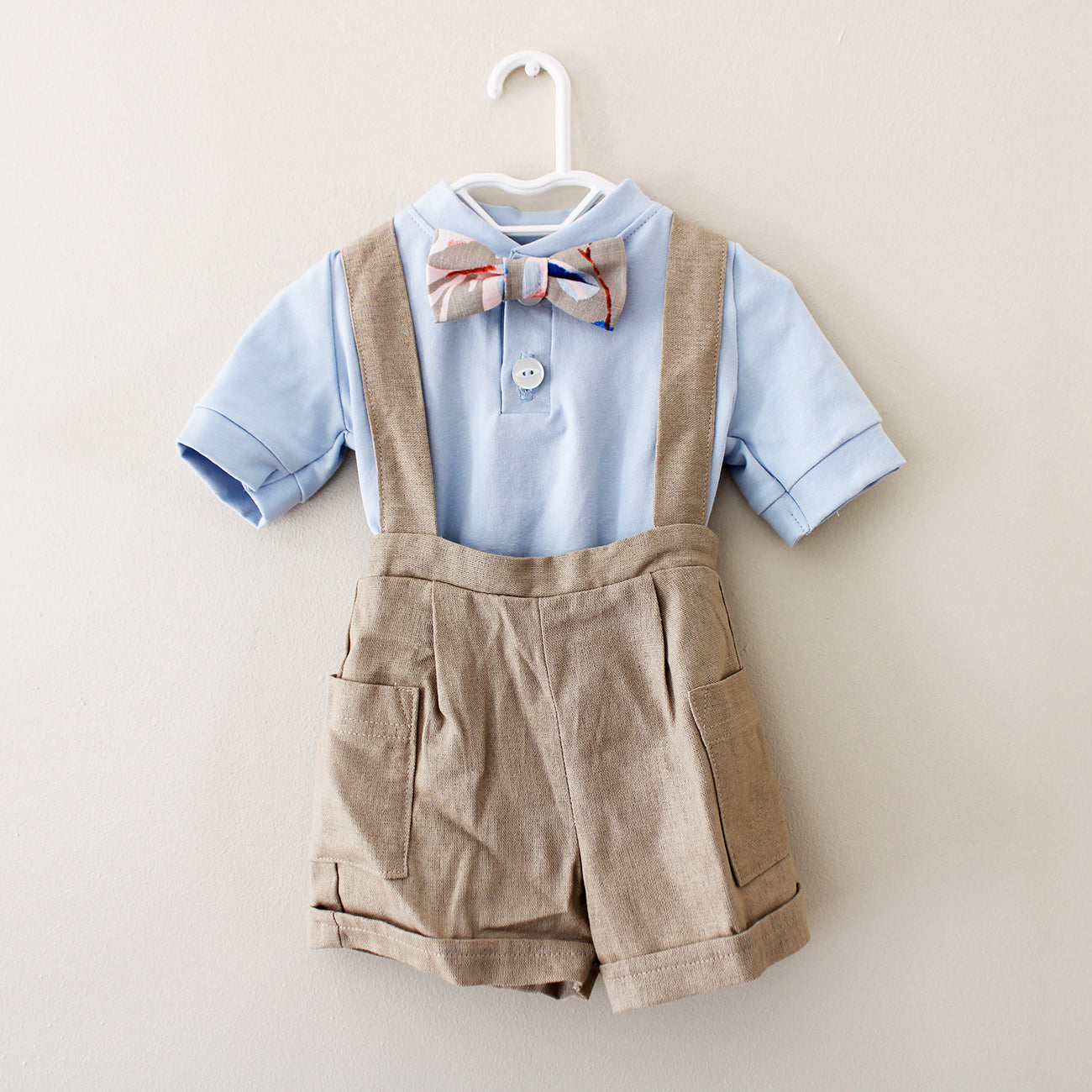 Powder Blue Onesie - short sleeves (accessories + suspender sold seperately)