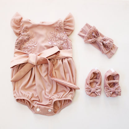 Soft Sole Shoes with bow - Dusty Pink