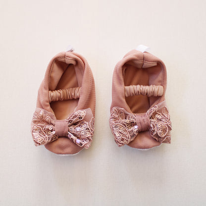 Soft Sole Shoes with bow - Dusty Pink