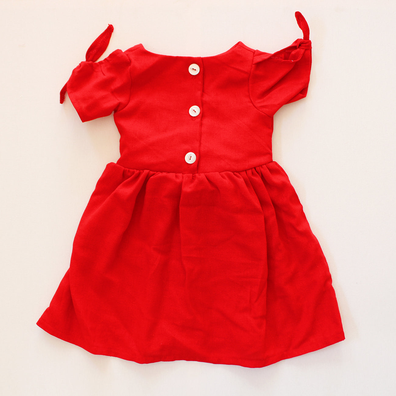 Knotted Sleeve Dress - Forget me not Red