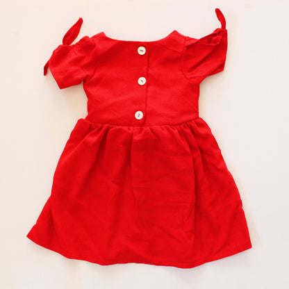 Knotted Sleeve Dress - Forget me not Red