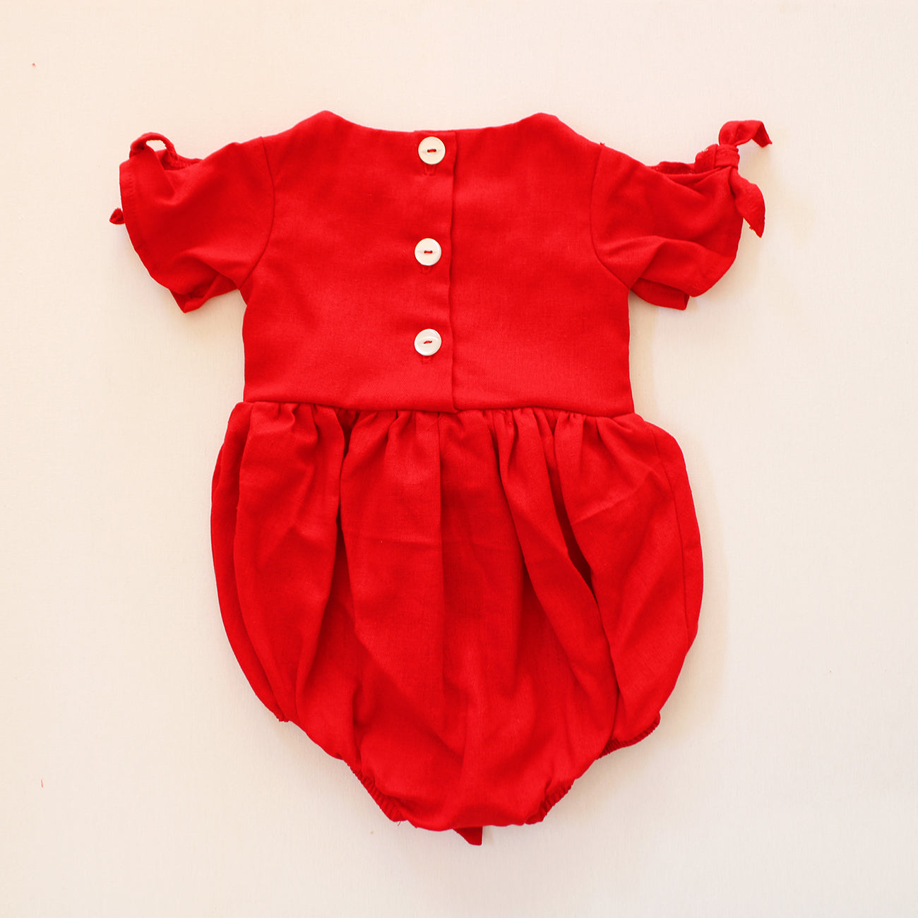 Knotted Sleeve Romper - Forget me not Red (accessories sold separately)