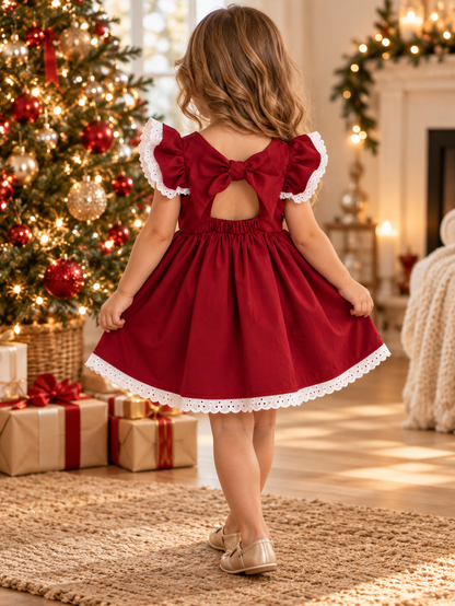 Mistletoe Open Back Frilly Dress - (headband sold separately)