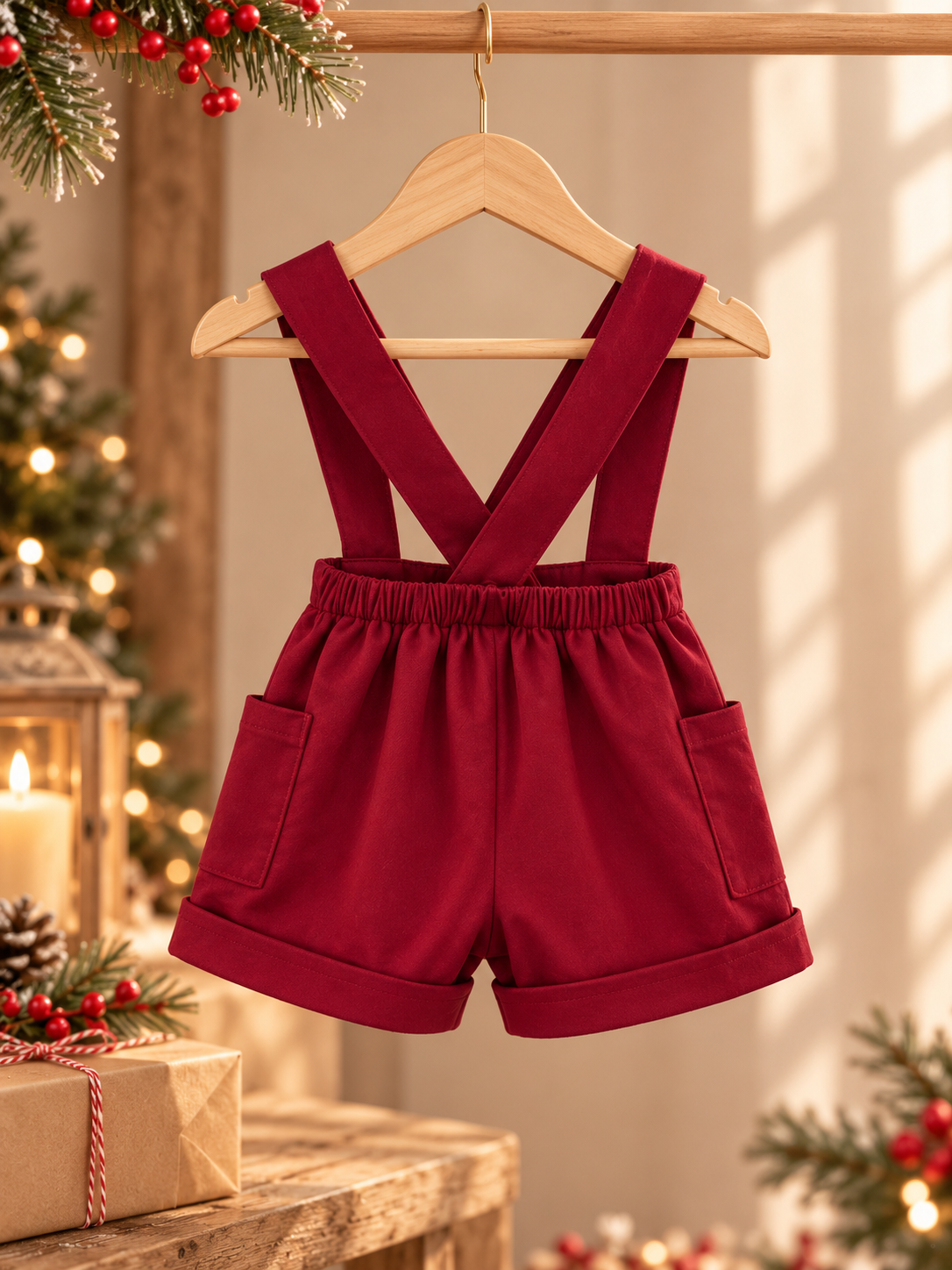 Mistletoe Suspender shorts (accessories + onesie sold separately)