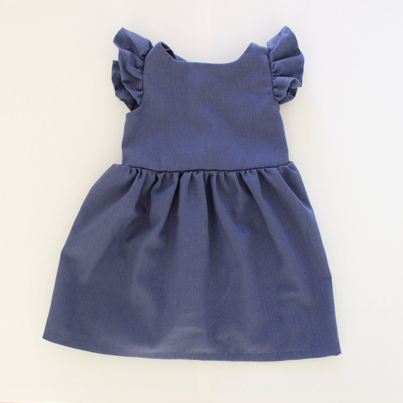 Open Back Frilly Dress - Midnight Blue