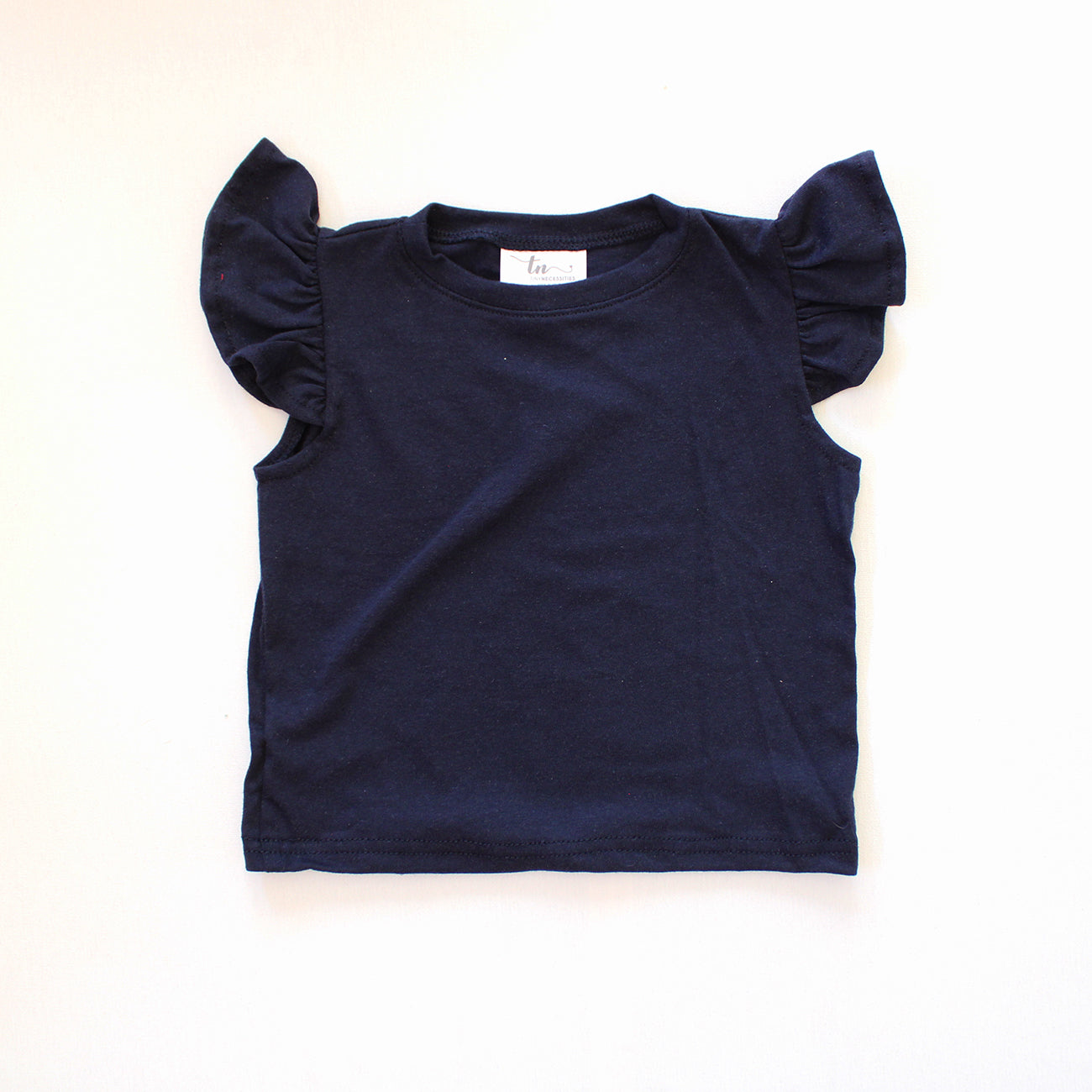 Short Sleeve Frilly Top - Navy (ski pants sold separately)