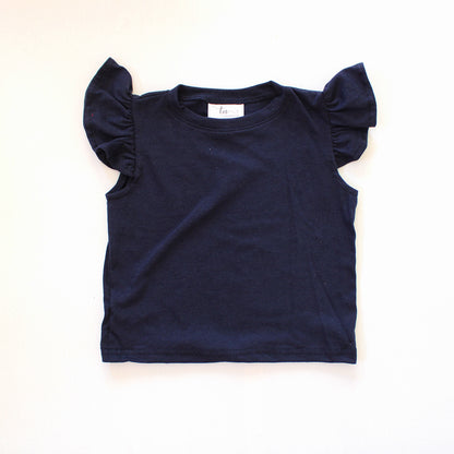 Short Sleeve Frilly Top - Navy (ski pants sold separately)