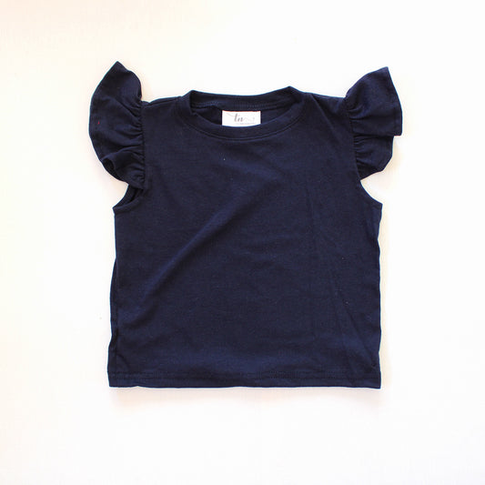 Short Sleeve Frilly Top - Navy (ski pants sold separately)