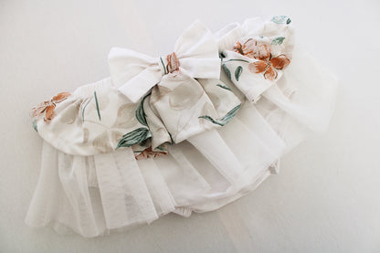 Tutu Bloomer with Bow - Oleander White (headband + onesie sold separately)