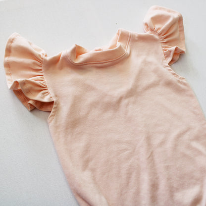 Short Sleeve Frilly Onesie - Peach Parfait (bloomer + accessories sold separately)