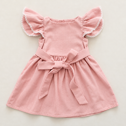 Magnolia Frilly Sleeve Dress - Pink Pearl