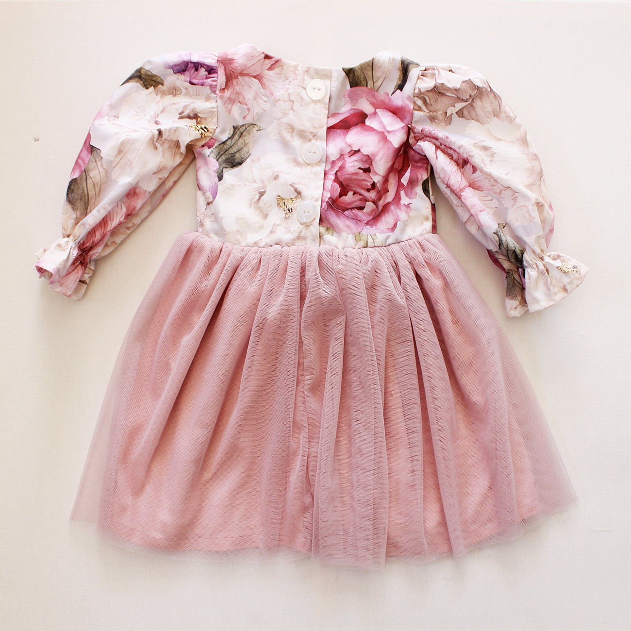 Peonies long sleeve dress