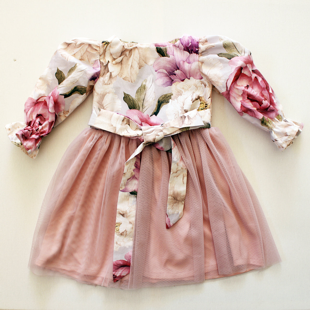 Peonies long sleeve dress