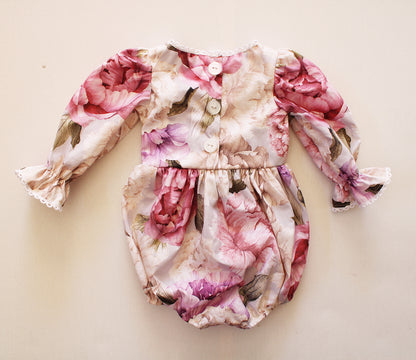 Peonies long sleeve Romper