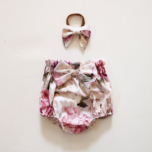 Peonies Bloomer with Bow (onesie + accessories sold separately)
