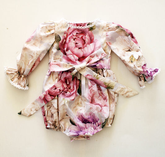 Peonies long sleeve Romper