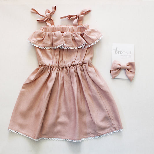 Tie Strap Dress - Pink Promise (headband sold separately)
