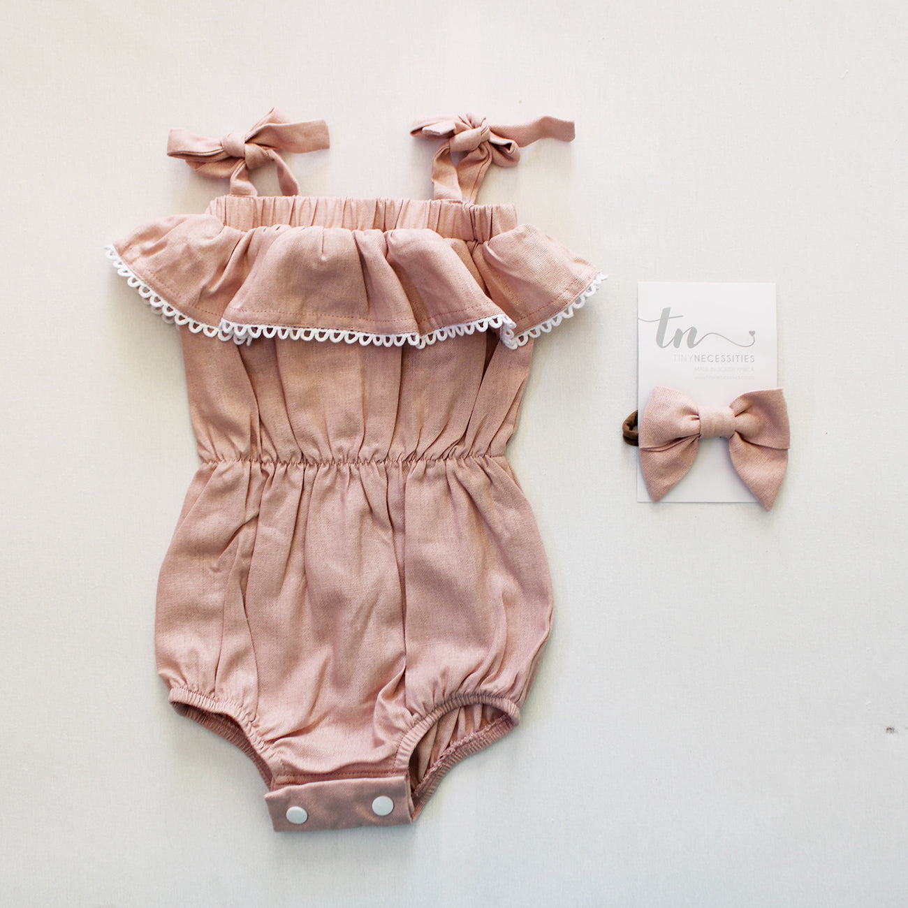 Tie Strap Romper - The Pink Promise (headband sold separately)